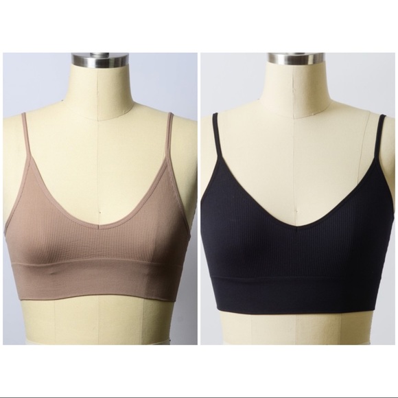 Other - BUNDLE DEAL!! Low Back Seamless Bralette Black/Tan